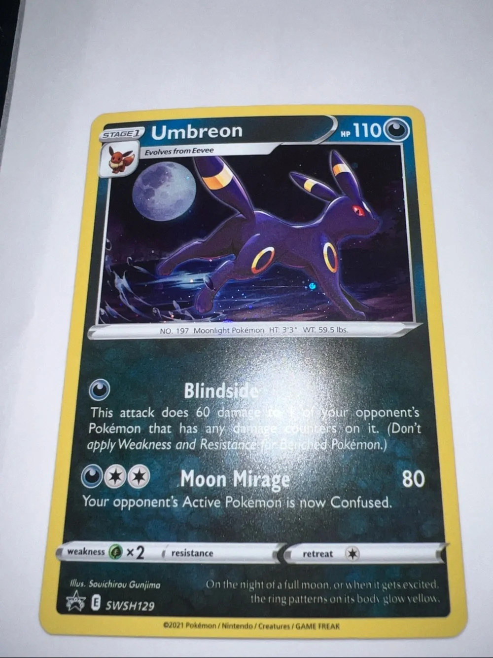 Pokemon Umbreon Card - Yellow, Black, Purple Artwork